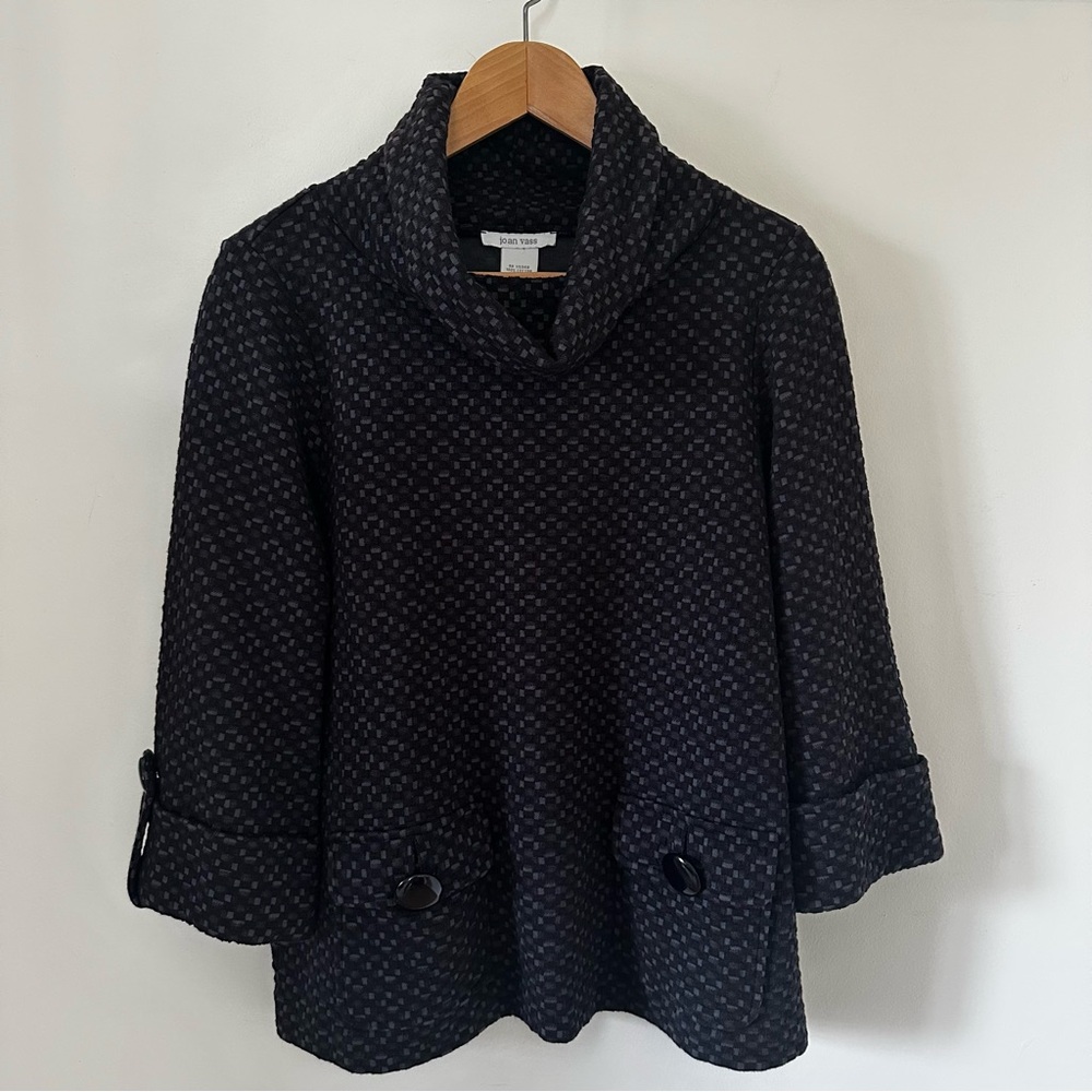 Joan Vass New York Black and Gray Textured Sweater, size 1 (small)